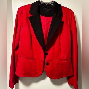 Red blazer/suit jacket - black collar